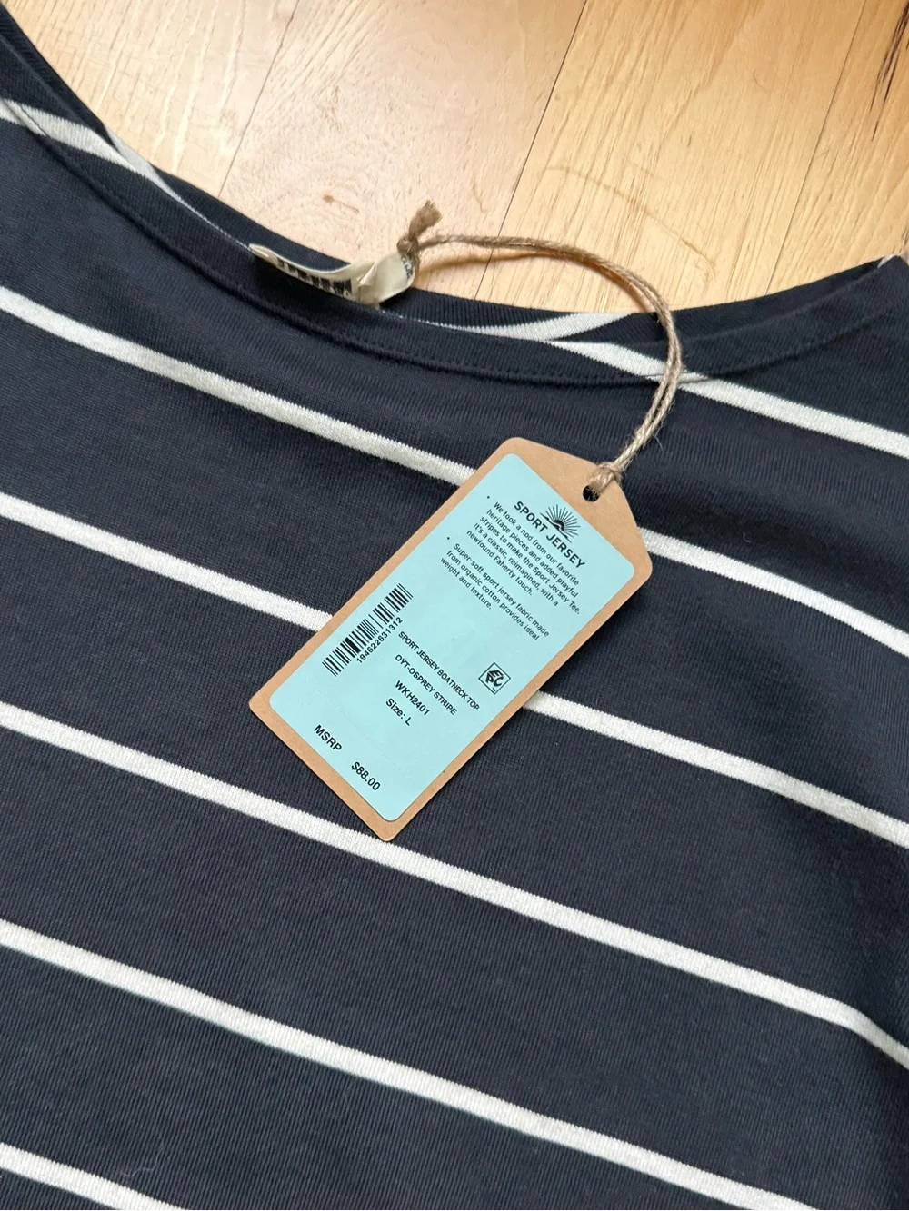 NEW🌅Faherty Sport Jersey Boatneck Top "Osprey Stripe" L $88.00 sold out online - Picture 7 of 11